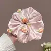 Elástico de Cabelo de Renda Estilo Coreano para Rabo de Cavalo, Scrunchie Grande, Elástico para Coque, Acessório de Cabelo de Luxo para Meninas