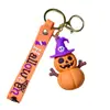 Chaveiro de abóbora de Halloween transfronteiriço figura de desenho animado pequeno acessório pingente de chave de borracha macia decoração de carro chaveiro