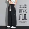 Pantalones casuales rectos de talla grande para hombre, nueva marca de moda estilo americano 2026, pantalones largos casuales holgados de pierna ancha para hombre