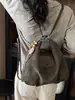 Bolsa de ombro de camurça de grande capacidade para mulheres 2026 novo modelo mochila feminina simples bolsa tote versátil e da moda