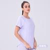 Tamanho Plus Corrida Secagem Rápida Primavera e Verão Sensação de Gelo Fitness Feminino Solto Alta Elasticidade Justo Top Camiseta Esportiva de Manga Curta