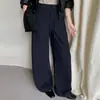 Calças elegantes de perna larga com corte curvo para mulheres, nova coleção outono/inverno 2026, cintura alta, modelagem que afina, cordão, caimento solto, fluidas, calças casuais, tendência