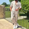 Traje Deportivo de Color Sólido para Hombre de Primavera Temprana Europeo y Americano 2026, Conjunto de Dos Piezas de Manga Corta y Pantalón Largo Casual de Moda para Exportación