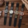Nuevo producto transfronterizo: Reloj de pulsera deportivo de silicona con calendario, subesferas falsas, esfera grande, impresionante reloj de cuarzo de negocios para hombre