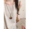 Estilo Chino Old Money~ Collar Colgante de Perlas Retro Estilo Vacacional para Mujer, Accesorio Bohemio de Cadena Larga de Alta Gama