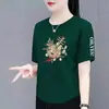 Camiseta Manga Curta Feminina Estilo Chinês Antigo Estilo Chinês Novo Camada Base para Usar por Cima Comércio Exterior Transfronteiriço Etiquetada Contador Estilo Chinês Antigo