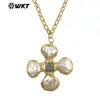 Wt-Jn346 Colgante Forma de Cruz de Molino de Viento con Concha, Amatista y Turquesa Cadena Delgada Collar Unisex