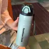 Nova garrafa de água esportiva estilosa para homens e mulheres, copo térmico portátil para viagem, copo com canudo de aço inoxidável para dupla bebida atacado