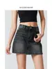 Mismo Estilo que las Marcas GrandesFalda de Mezclilla A-Line Color Gris Grafito Fresca y Elegante para Mujer, Falda Bodycon de Cintura Alta, Nuevo Artículo de Verano