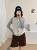 Chaleco cárdigan de punto sin mangas con cuello redondo estilo coreano en capas, nuevo suéter chaleco chaqueta versátil con lentejuelas para mujer Otoño 2026