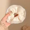 Elástico de Cabelo Oversized Estilo Coreano Intestino de Porco, Corda de Cabelo Versátil com Renda de Bolinhas, Elástico para Rabo de Cavalo Alto, Elástico de Borracha, Acessório de Cabelo de Alta Qualidade