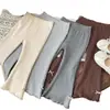 Pantalones Leggings de Tela de Seda Helada Acanalados Elásticos con Lazo de Moda Versátiles de Moda para Bebés y Niñas