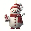 Boneco de Neve Fofo Desenho Animado Árvore de Natal Pingente Plano 2D Decoração de Natal Transfronteiriça Pingente de Carro Novo Produto Ornamento