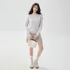 Suéter de cashmere com trama de tricô vazada e barra franzida para mulheres, top moderno e versátil, novidade de outono e inverno, roupa para usar por baixo, suéter de tricô feminino