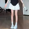 Saia Curta de Renda Branca para Mulheres, Nova Saia Evasê Slim de Cintura Alta Primavera/Verão 2026, Meia-Saia Estilo Ballet Estilo Coreano