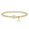 Pulsera de 26 Letras de Comercio Exterior Transfronterizo, Nuevo Estilo de Moda, Estilo de Lujo Ligero, Pulsera de 12 Piedras de Nacimiento, Regalo para Mujeres y Novias