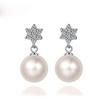 Pérola floco de neve brincos brincos de diamante 925 jóias de prata esterlina moda jóquer presente atacado
