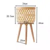 Estante de Flores de Madera Maciza Nórdica y Mimbre, Mesa Lateral para Sofá de Sala de Estar, Estante de Almacenamiento de Bambú de Pie, Soporte para Macetas de Flores de Esquina de Balcón