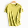 Playera de Manga Corta de Seda de Morera Fresca Algodón Mercerizado para Mujer Verano Cuello Redondo/V 2024 Primavera y Verano Nuevo Estilo 087