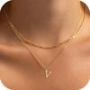 Amazon Transfronterizo Nuevo Collar con Colgante de 26 Letras de Oro de 18K Cadena de Clavícula en Capas Moderna y Exquisita Juego de Dos Piezas para Mujer