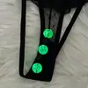 Ropa Interior Sexy para Mujer, Tanga Sexy de Encaje Tentación, Masajeador de Perlas Luminosas, Entrepierna Abierta, No Necesita Quitarse, Pantalones T Transparentes Europeos y Americanos