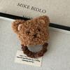 Lindo anillo de pelo de oso de peluche de otoño e invierno para mujer, cuerda para la cabeza, cabeza de bola para niña, tocado de dibujos animados, tendón de goma, doble cola de caballo, accesorios para el cabello