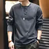 Camiseta de manga comprida estilo retrô americano Glanlu, nova coleção de outono masculina, camisa de gola Henley com corte solto, camada base de workwear masculino