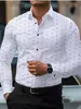 Camisa Masculina Casual de Manga Longa com Lapela, Padrão de Bolinhas Pequenas Coloridas, Estampa 3D, Estilo da Moda, Nova Coleção Primavera e Outono, Cross-Border