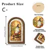 Decoración colgante de madera de doble capa de 5 mm con arco de tulipanes de campo fresco de las Cuatro Estaciones para decoración de ambiente de pared del hogar