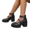 Nuevos Mocasines Antideslizantes de Gran Tamaño para Mujer con Hebilla de Una Línea y Tacón Alto para Comercio Exterior Transfronterizo 2025