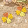 Pendientes de Borla Tejidos de Rafia con Flores Coloridas Estilo Bohemio Pendientes Ligeros de Lujo de Alta Gama Joyería Transfronteriza Europea y Americana