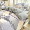 Ropa de Cama de Tres Piezas 100% Algodón para Dormitorio de Estudiantes Sábana de Algodón Puro Funda Nórdica Funda Nórdica Individual de Algodón Faldón de Cama Estilo Nuevo