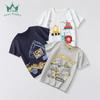 2025 Verão Moda Infantil Desenho Animado Carro Camiseta Manga Curta Top Meninos Casual Moderno Algodão Top
