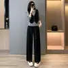 Conjunto Esportivo Casual de Moda de Alta Qualidade para Mulheres Outono Novo Gola Redonda Colete Falso Duas Peças Manga Longa Conjunto de Duas Peças