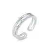 Anillos para Mujer, Estilo Europeo y Americano, Nuevos Anillos de Circonita Transfronterizos, Lujo Ligero, Sensación de Alta Gama, Serie Plateada, Exquisitos, Modernos, Versátiles