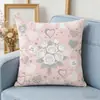 Fronha de Almofada Amazon Dia dos Namorados com Cartas de Amor, Fronha Estampada de Pelúcia Curta, Decoração de Sofá para Casa, Presente de Atmosfera