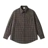 Gopudo Estilo Nuevo Primavera y Otoño Camisa a Cuadros Versátil para Hombre Manga Larga Retro Japonés Camisa a Cuadros Gs1477