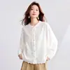 26 Colección de Primavera: Nueva blusa de algodón con volantes y bordados estilo francés, camisa de manga larga elegante y con estilo para mujer, top versátil