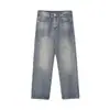 Calça Jeans Reta de Alta Rua Americana para Homens, Novo Estilo 2026, Marca de Moda de Hong Kong, Jeans Lavado Casual Versátil para Homens