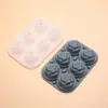 Bandeja de Hielo de Silicona de Grado Alimenticio Transfronteriza de 6 Cubos en Forma de Rosa Sin Embudo con Hebilla Molde a Prueba de Fugas para Cubitos de Hielo de Whisky DIY