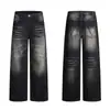 Roupas Masculinas Fengshe / Jeans Bordado Retro Americano de Primavera para Homens e Mulheres, Calças Casuais Largas de Perna Reta Tendência