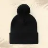 Gorro de Lana Cálido Transfronterizo con Logo Personalizado, Gorro de Punto Grueso con Pompón a Prueba de Frío para Exteriores, Gorro Esencial para Otoño e Invierno