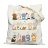 Nova Moda Bolsa de Lona Gato Preto Bolsa de Ombro Bolsa Dobrável Bolsa de Mão Bolsa de Compras Transfronteiriça Personalizável Bolsa de Ombro