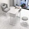 Mesa de Manicura Estilo Crema Blanco Japonés Económico Vidrio Individual Juego Completo Lujo Ligero Mesa de Manicura Sencilla Salón de Uñas
