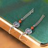 Pendientes Largos de Borla de Cloisonné de Plata S925 Rey Ciervo Dorado Elegantes de Estilo Étnico Gancho para la Oreja de Pavo Real Pendientes para Mujer