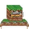 Decoración para Fiesta de Cumpleaños de Minecraft Vajilla Temática Mundo Virtual Platos de Papel Vasos de Papel Servilletas de Papel Mantel Vajilla de Fiesta
