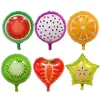Balões de Folha de Alumínio de Frutas de 18 polegadas Melancia Laranja Morango Pitaya Decoração de Aniversário Sessão de Fotos Balões Populares de Hélio Flutuando no Ar