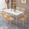 Mesa de jantar de madeira maciça ecológica, mesa e cadeiras de jantar para casa estilo nórdico, mesa e cadeiras retangulares, conjunto de mesa e cadeiras de tampo de rocha
