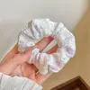 Scrunchie lenço quadrado estilo pastoral francês para meninas e crianças, elástico de cabelo doce com laço para coques, acessório de cabelo