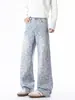 Jeans a cuadros coloridos de nicho retro americano transfronterizo para hombre, pantalones rectos sueltos de pierna ancha de alta calle nuevos de primavera y otoño para hombre